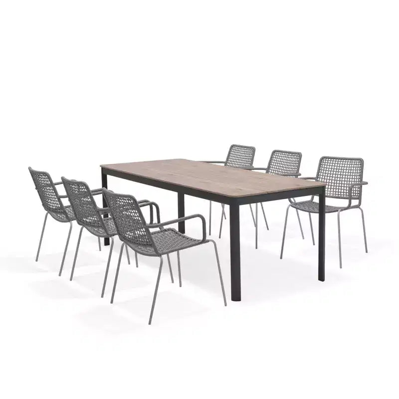 Amazonia Bahia 7pc Aluminum Rectangular Patio Dining Set Gray
