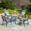 5pc Patio Dining Set with Square Table & Padded Arm Chairs - Captiva Designs