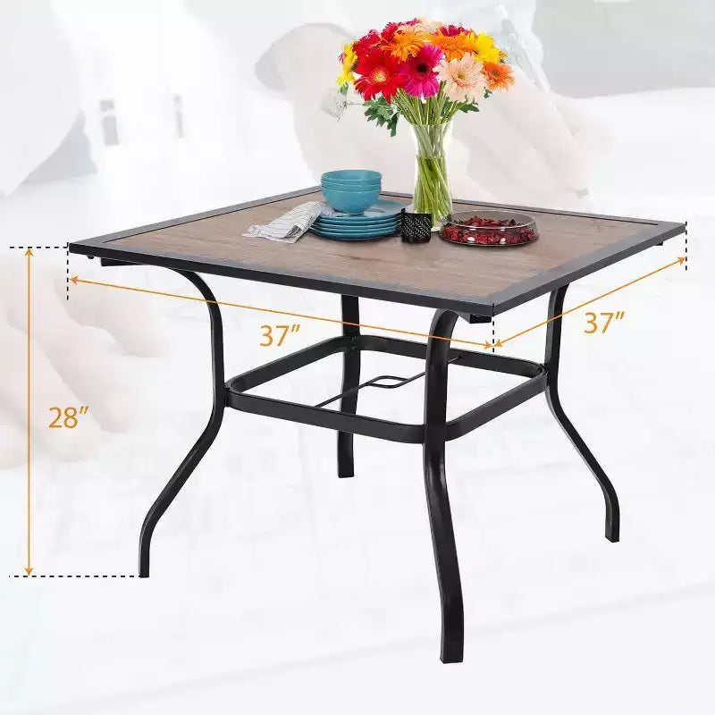 Ensemble de salle à manger 5 pièces pour patio avec table carrée et fauteuils rembourrés - Captiva Designs