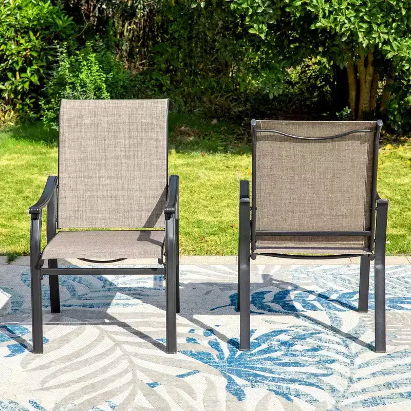 Ensemble de salle à manger 5 pièces pour patio avec table carrée et fauteuils rembourrés - Captiva Designs