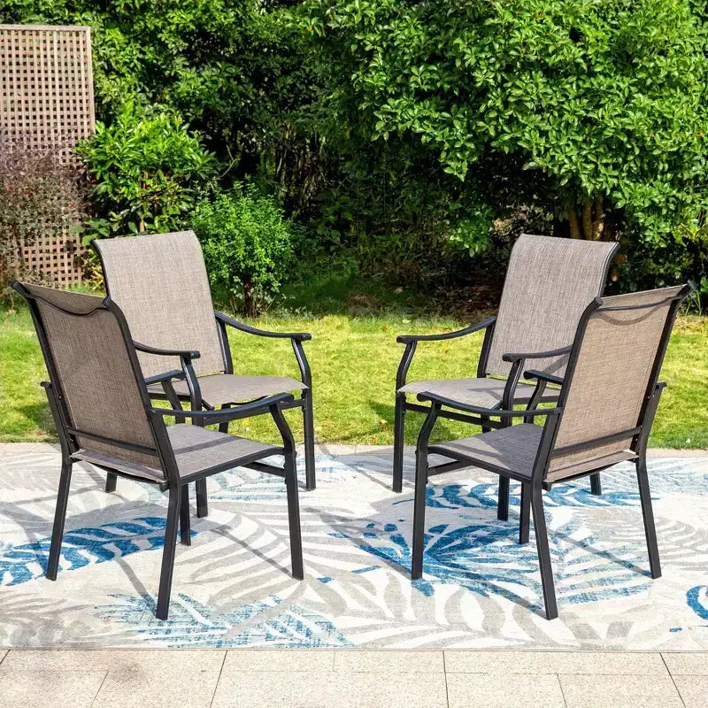 Ensemble de salle à manger 5 pièces pour patio avec table carrée et fauteuils rembourrés - Captiva Designs