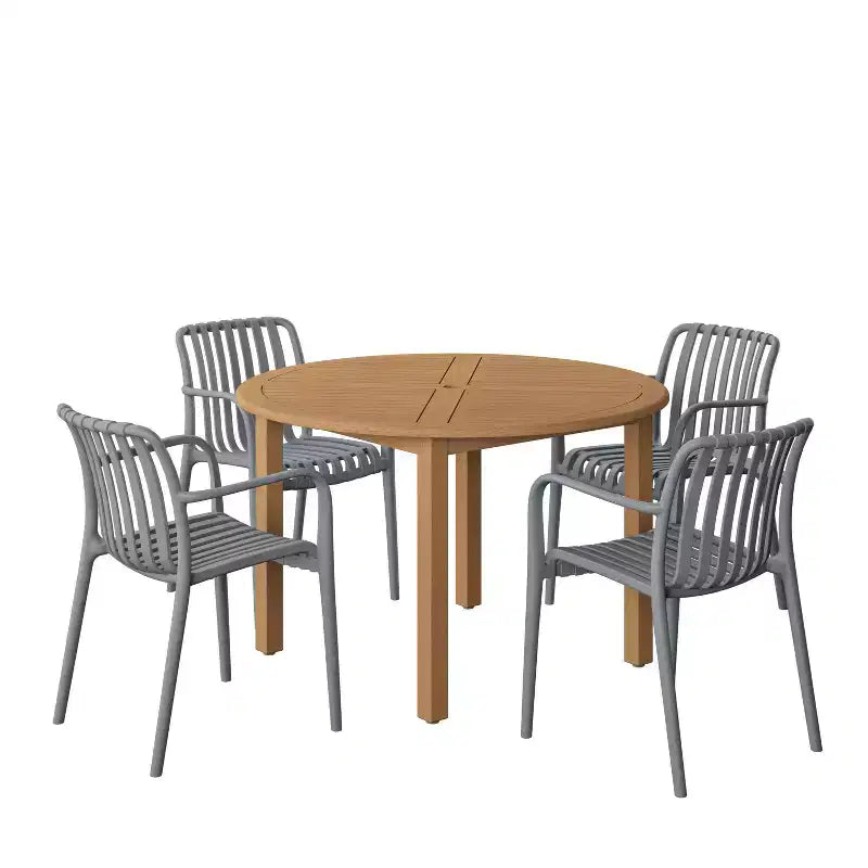 Amazonia Beijo 5pc Round Outdoor Patio Dining Set Gray