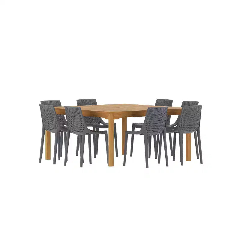 Amazonia Ipanema 9pc Square Outdoor Patio Dining Set Gray