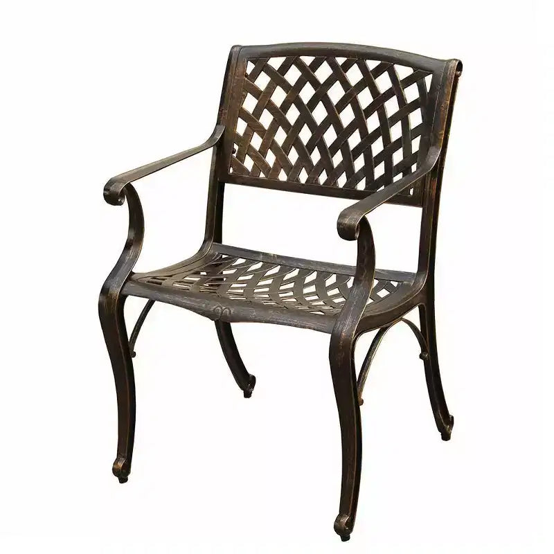 Ensemble de salle à manger d'extérieur 11 pièces avec table ovale en aluminium de 241 cm au design contemporain et moderne en treillis et dix chaises - Bronze - Oakland Living : Résistant aux UV