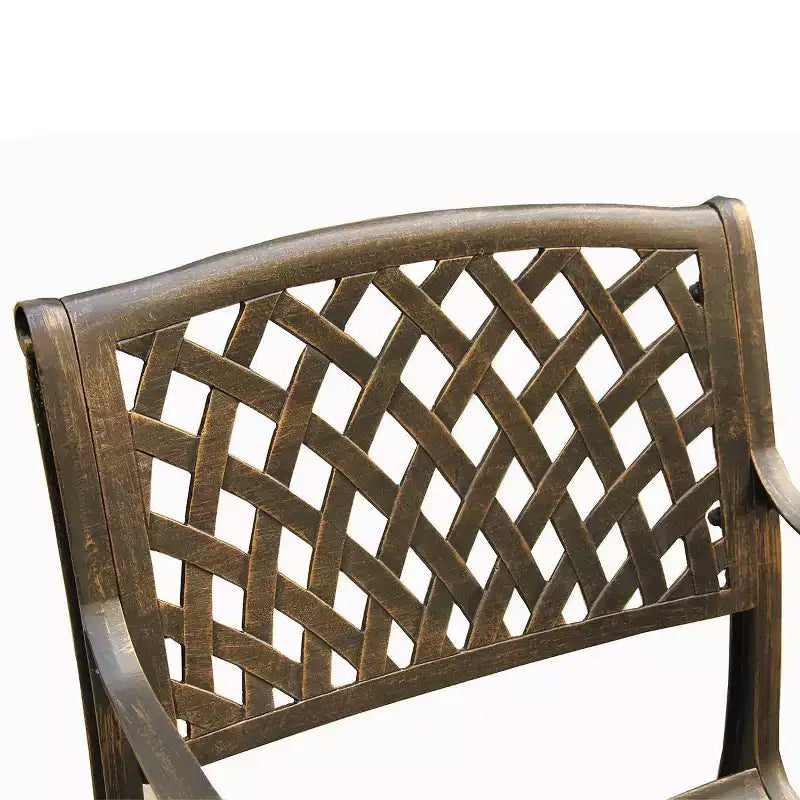 Ensemble de salle à manger d'extérieur 11 pièces avec table ovale en aluminium de 241 cm au design contemporain et moderne en treillis et dix chaises - Bronze - Oakland Living : Résistant aux UV
