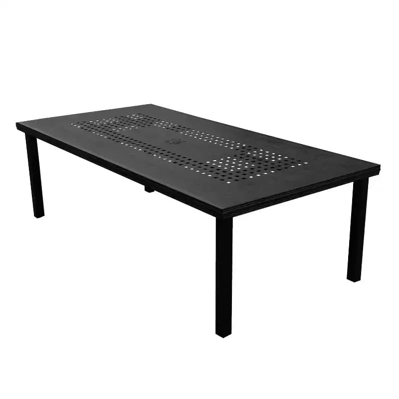 Ensemble de terrasse rectangulaire orné en aluminium Oakland Living de 95 po : résistant aux UV, 8 chaises, trou pour parasol