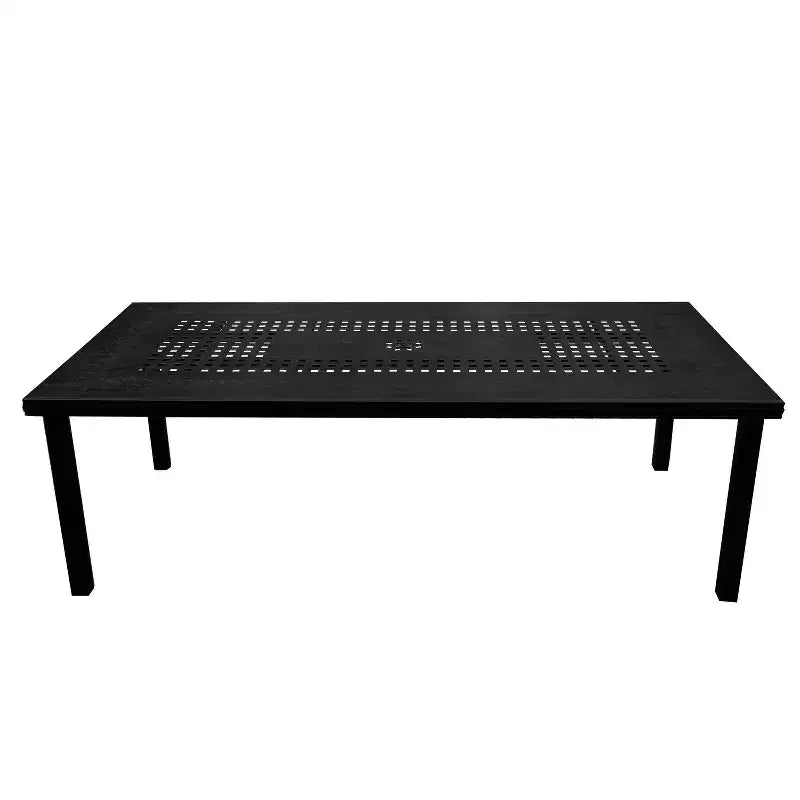 Ensemble de terrasse rectangulaire orné en aluminium Oakland Living de 95 po : résistant aux UV, 8 chaises, trou pour parasol