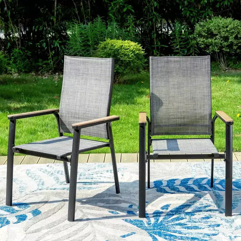 Ensemble de patio 5 pièces avec table carrée en acier et chaises pliantes en aluminium léger - Captiva Designs