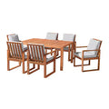 Weston 7pc Eucalyptus Wood Outdoor Dining Set: Weather-Resistant, High Back Chairs - Alaterre Furniture