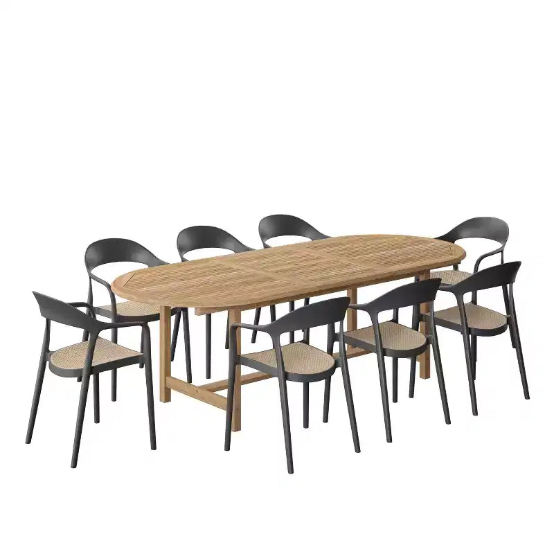 Amazonia Rio 9pc Oval Oval Outdoor Patio Dining Set Black
