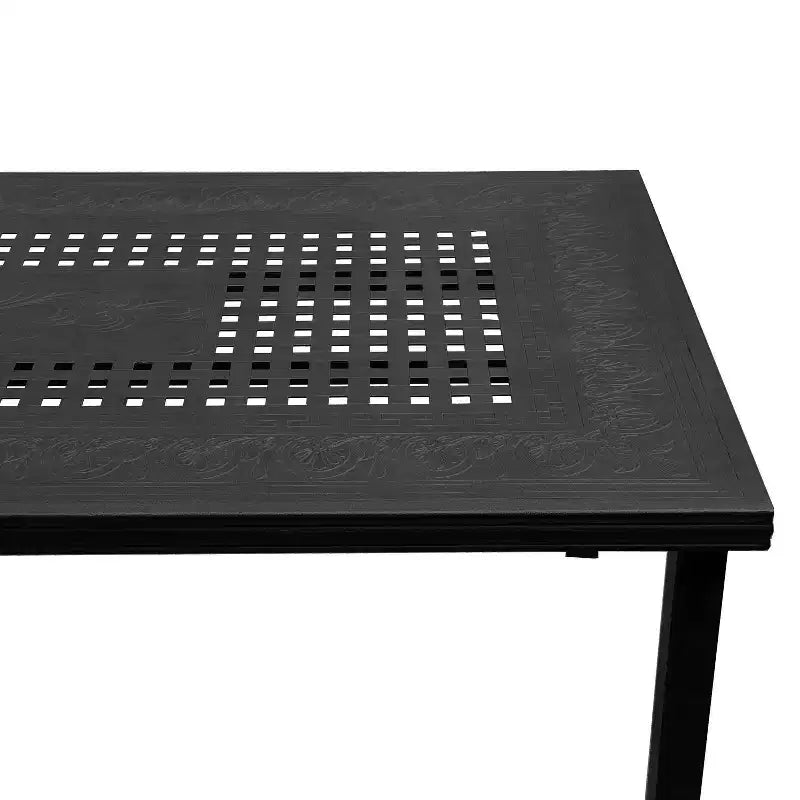 Ensemble de salle à manger d'extérieur rectangulaire moderne Oakland Living de 95 pouces en aluminium avec maillage en treillis, 8 chaises à accoudoirs, noir