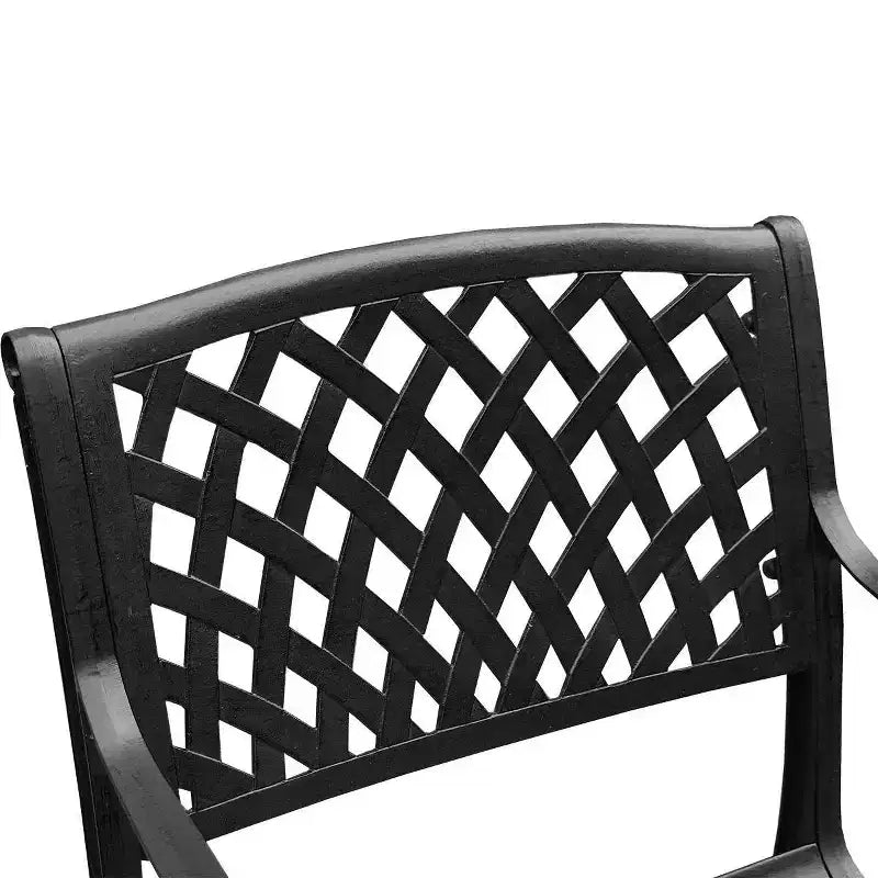 Ensemble de salle à manger d'extérieur rectangulaire moderne Oakland Living de 95 pouces en aluminium avec maillage en treillis, 8 chaises à accoudoirs, noir