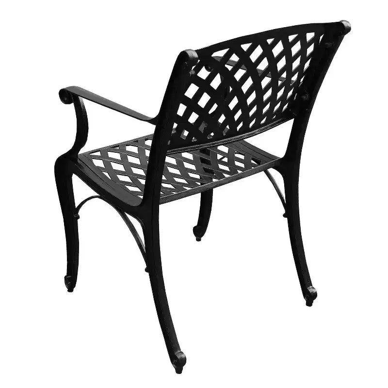 Ensemble de salle à manger d'extérieur rectangulaire moderne Oakland Living de 95 pouces en aluminium avec maillage en treillis, 8 chaises à accoudoirs, noir