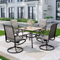 5pc Patio Set with Square Table & Steel 360 Swivel Sling Arm Chairs - Captiva Designs
