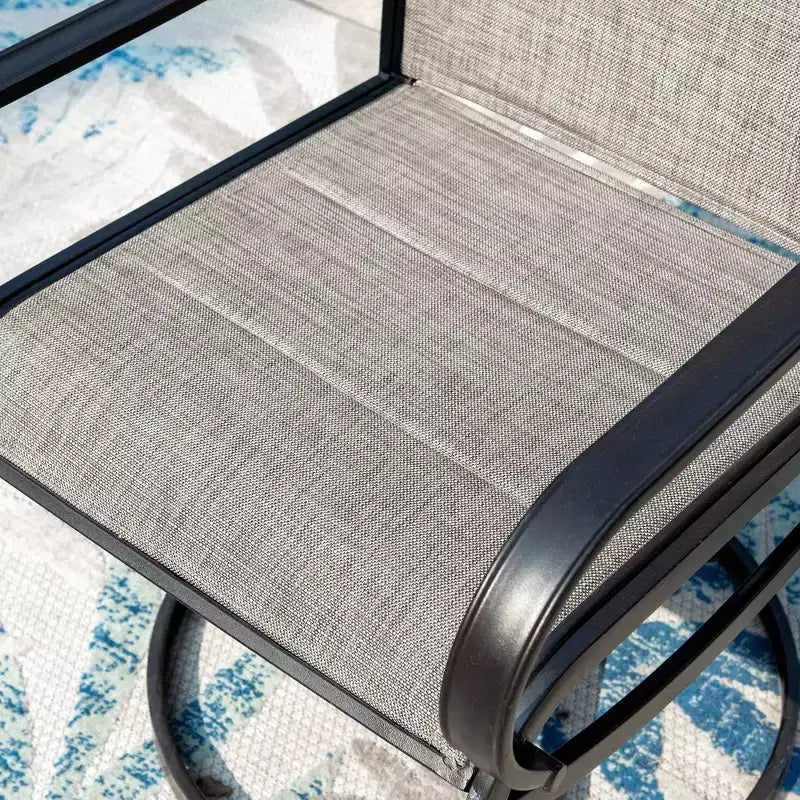 Ensemble de patio 5 pièces avec table carrée et chaises à bras pivotantes en acier à 360° - Captiva Designs