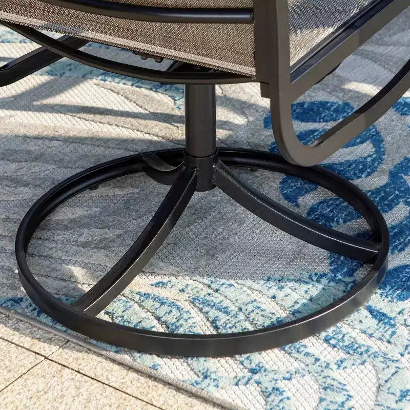Ensemble de patio 5 pièces avec table carrée et chaises à bras pivotantes en acier à 360° - Captiva Designs