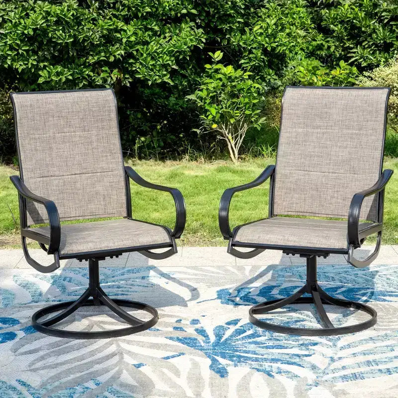 Ensemble de patio 5 pièces avec table carrée et chaises à bras pivotantes en acier à 360° - Captiva Designs