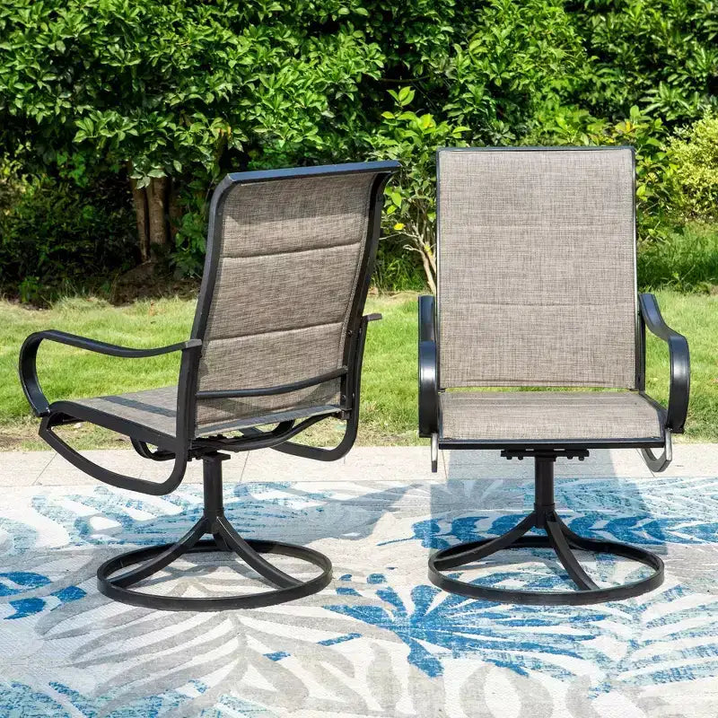 Ensemble de patio 5 pièces avec table carrée et chaises à bras pivotantes en acier à 360° - Captiva Designs