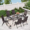 7pc Outdoor Dining Set with Adjustable Wicker Chairs & Steel Table - Captiva Designs: Includes Umbrella Hole