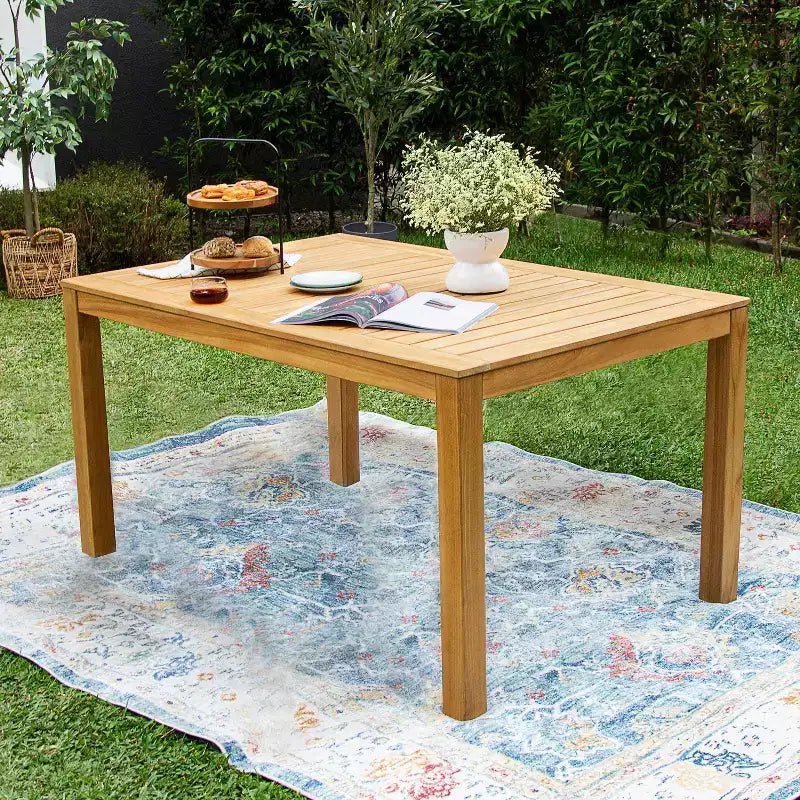 Sonoma Lane Azle – Ensemble repas pique-nique extérieur 3 pièces en teck avec osier torsadé couleur miel – Résistant aux intempéries