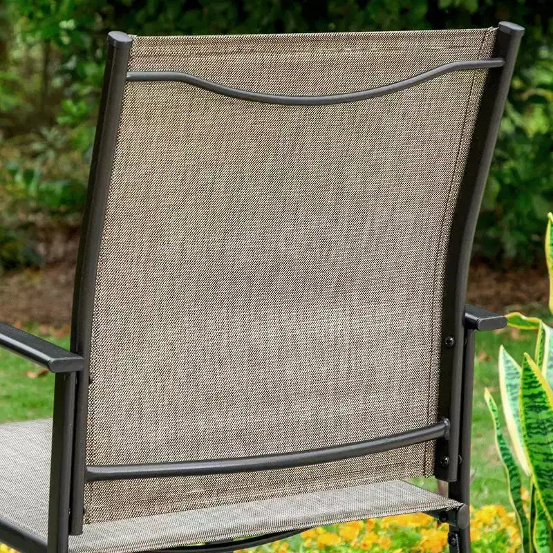 Ensemble de repas de patio 5 pièces avec table ronde et chaises à bras en textilène - Captiva Designs : Résistant aux intempéries, cadre en acier