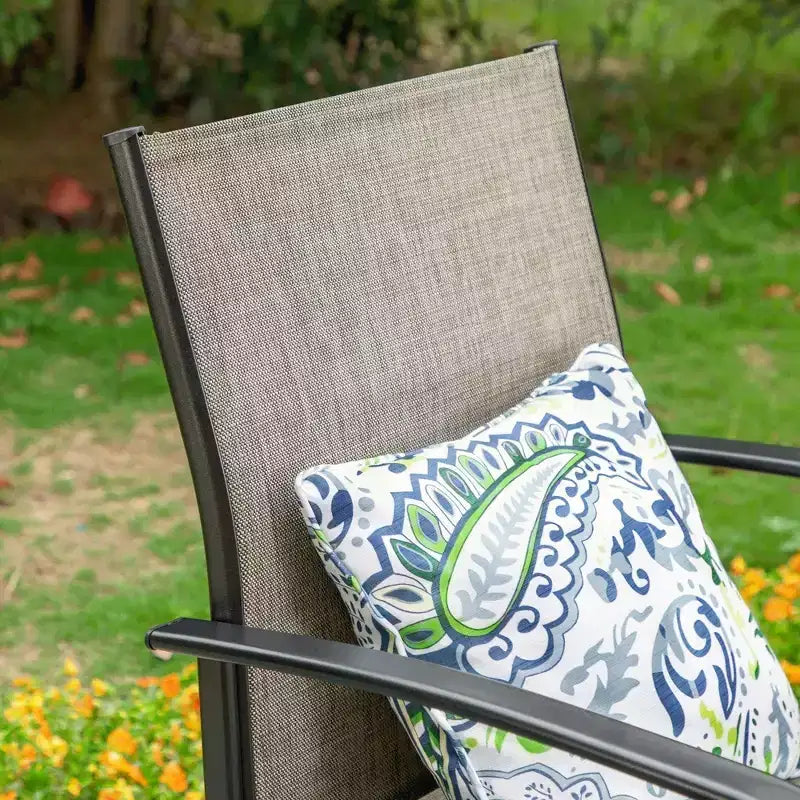 Ensemble de repas de patio 5 pièces avec table ronde et chaises à bras en textilène - Captiva Designs : Résistant aux intempéries, cadre en acier