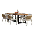 Christopher Knight 7pc Home Jasmine Outdoor 6 Seater Iron Frame with Acaica Wood Dining Set