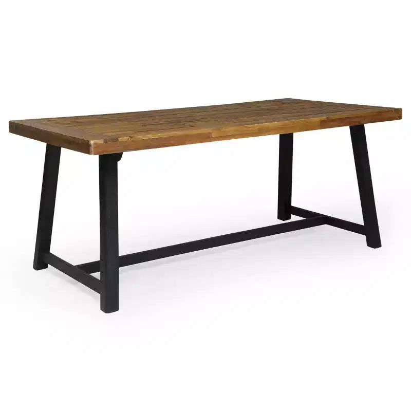 Ensemble de salle à manger d'extérieur Christopher Knight 7 pièces Jasmine 6 places avec structure en fer et bois d'acacia