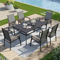 7pc Patio Set with Steel Table & Aluminum Sling Chairs - Captiva Designs: Outdoor Dining Furniture