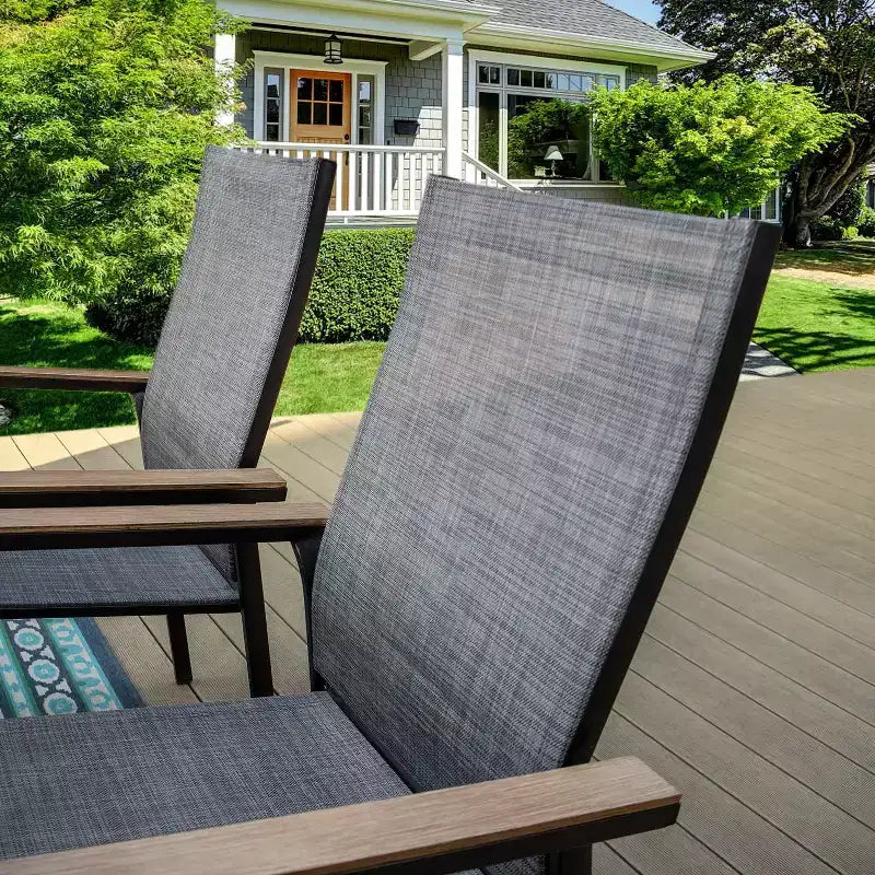 Ensemble de patio 7 pièces avec table en acier et chaises en aluminium – Captiva Designs : Mobilier de salle à manger d'extérieur