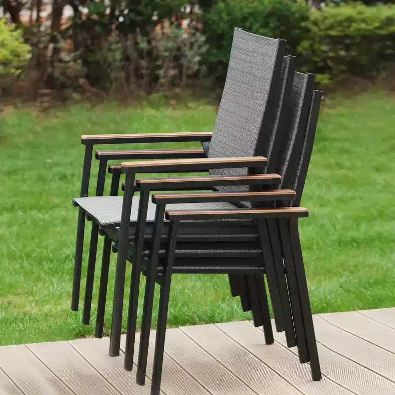 Ensemble de patio 7 pièces avec table en acier et chaises en aluminium – Captiva Designs : Mobilier de salle à manger d'extérieur