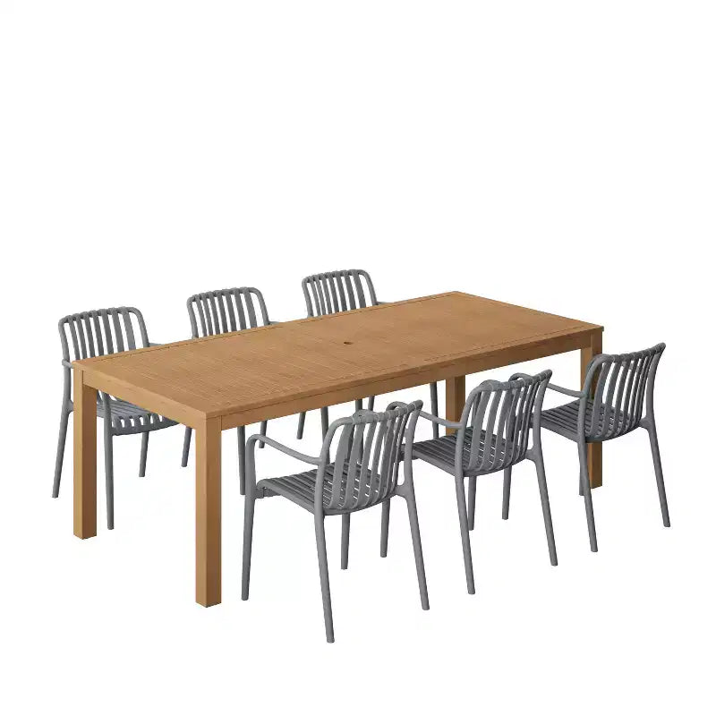 Amazonia Beijo 7pc Rectangular Outdoor Patio Dining Set Gray