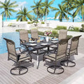7pc Patio Dining Set with Rectangle Table with 1.57" Umbrella Hole & 360 Swivel Padded Arm Chairs - Captiva Designs