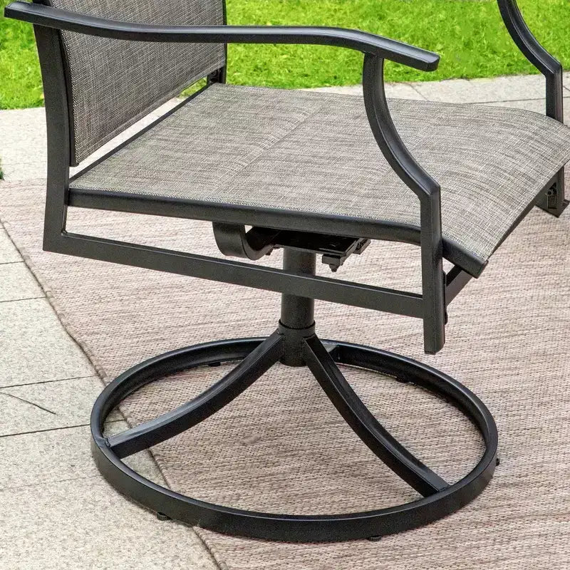 Ensemble de salle à manger 7 pièces pour patio avec table rectangulaire avec trou pour parasol de 4 cm et fauteuils rembourrés pivotants à 360° - Captiva Designs