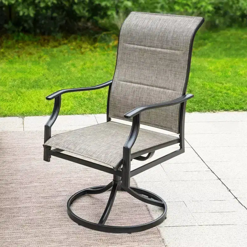 Ensemble de salle à manger 7 pièces pour patio avec table rectangulaire avec trou pour parasol de 4 cm et fauteuils rembourrés pivotants à 360° - Captiva Designs