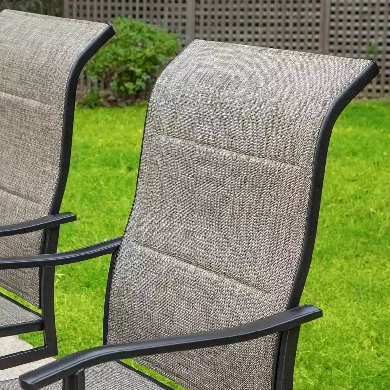 Ensemble de salle à manger 7 pièces pour patio avec table rectangulaire avec trou pour parasol de 4 cm et fauteuils rembourrés pivotants à 360° - Captiva Designs