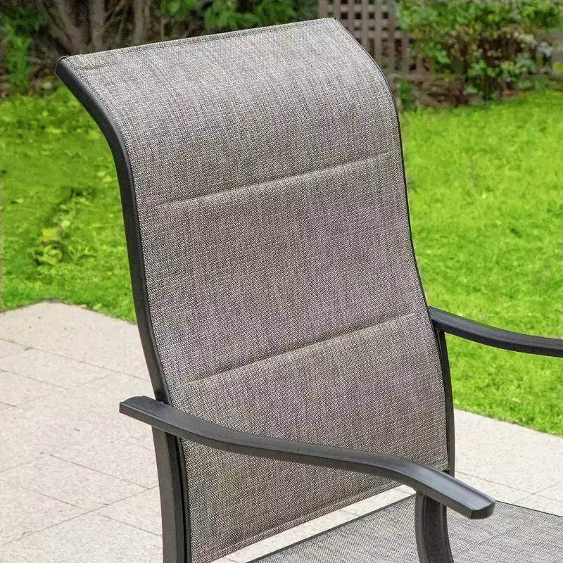 Ensemble de salle à manger 7 pièces pour patio avec table rectangulaire avec trou pour parasol de 4 cm et fauteuils rembourrés pivotants à 360° - Captiva Designs