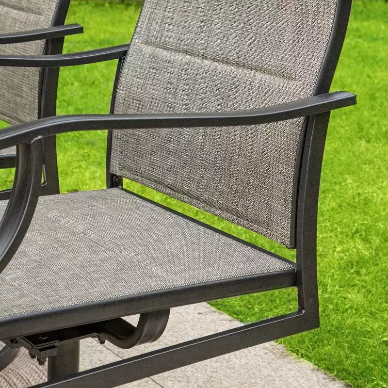 Ensemble de salle à manger 7 pièces pour patio avec table rectangulaire avec trou pour parasol de 4 cm et fauteuils rembourrés pivotants à 360° - Captiva Designs