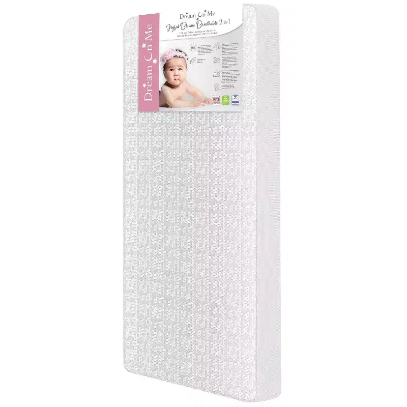 Matelas de berceau standard en fibres fermes orthopédiques respirantes – Blanc : Hypoallergénique, housse en vinyle, 12,7 cm d'épaisseur, sans mousse
