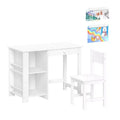 RiverRidge Kids' Desk and Chair Playroom Set with 2 Art Storage Cubbies and 2 Side Bookshelves White with 2 Magnetic Art Display Bars