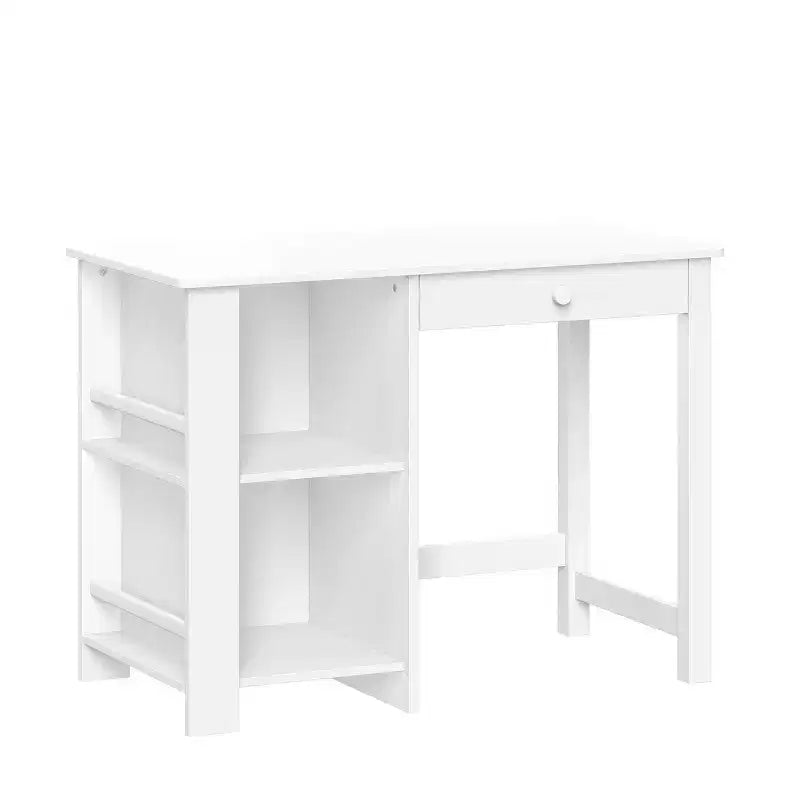 Ensemble bureau et chaise pour enfants RiverRidge avec 2 casiers de rangement pour l'art et 2 étagères latérales, blanc avec 2 barres magnétiques d'affichage d'œuvres d'art