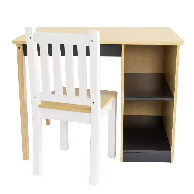 Humble Crew Kids' Toddler Desk & Chair Set Natural Wood: MDF Frame, Rectangle Table, 3+ Years, 2-Piece Set