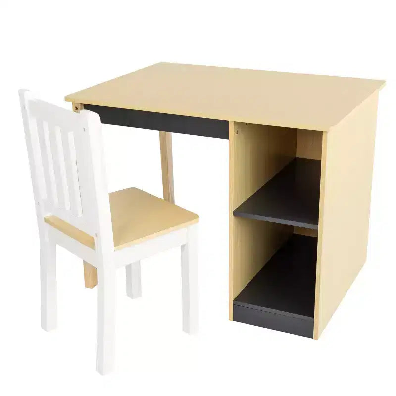 Humble Crew Ensemble Bureau et Chaise pour Tout-Petits, Bois Naturel : Cadre en MDF, Table Rectangulaire, 3 ans et +, Ensemble 2 pièces