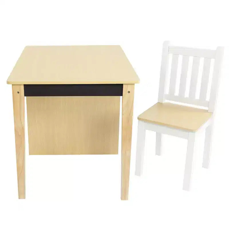 Humble Crew Ensemble Bureau et Chaise pour Tout-Petits, Bois Naturel : Cadre en MDF, Table Rectangulaire, 3 ans et +, Ensemble 2 pièces