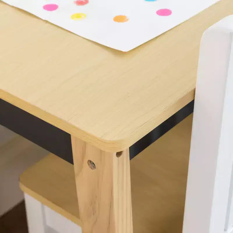 Humble Crew Ensemble Bureau et Chaise pour Tout-Petits, Bois Naturel : Cadre en MDF, Table Rectangulaire, 3 ans et +, Ensemble 2 pièces