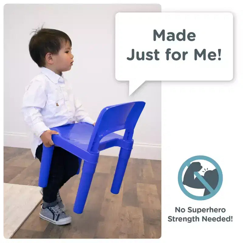 Table d'activité carrée 2 en 1 pour enfants, 3 pièces avec 2 chaises bleu/rouge - Humble Crew : Mobilier pour tout-petits pour salle de jeux, ensemble en plastique