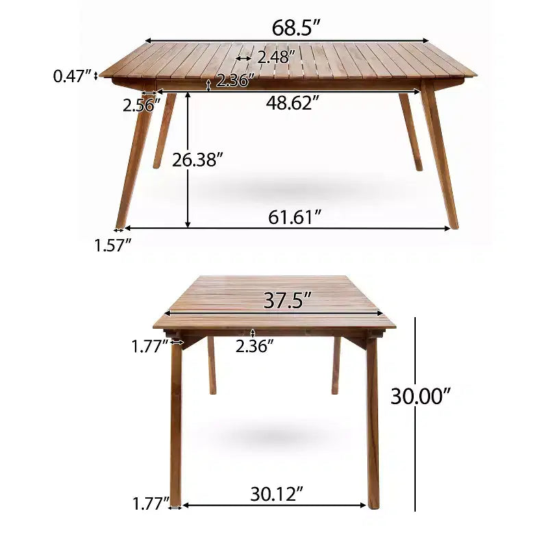 Ensemble de salle à manger d'extérieur rembourré en acacia rustique 7 pièces Adeline Christopher Knight Home
