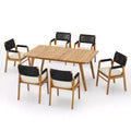 Ensemble de salle à manger d'extérieur rembourré en acacia rustique 7 pièces Adeline Christopher Knight Home