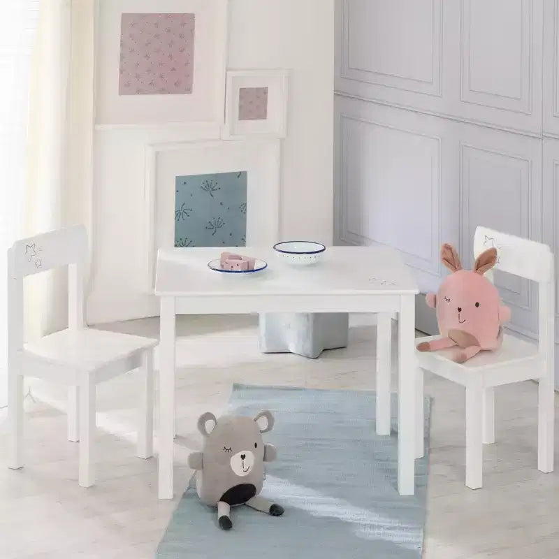 Roba : Table et 2 chaises : Petites étoiles - Bois blanc - 2+