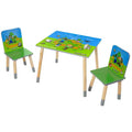 Minecraft Kids Wooden Table & Chair Set - Green & Blue, 3-Piece Decor